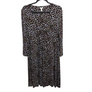 Soma Womens L Black and Gray Animal Print Sleep Shirt Gown 4267